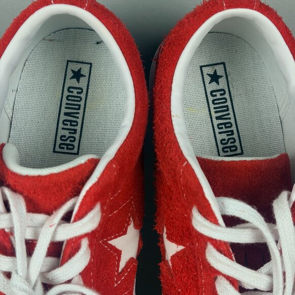 Converse One Star Ox Suede Low Top Sneakers Womens 9 Red White Lace Up - Picture 8 of 10
